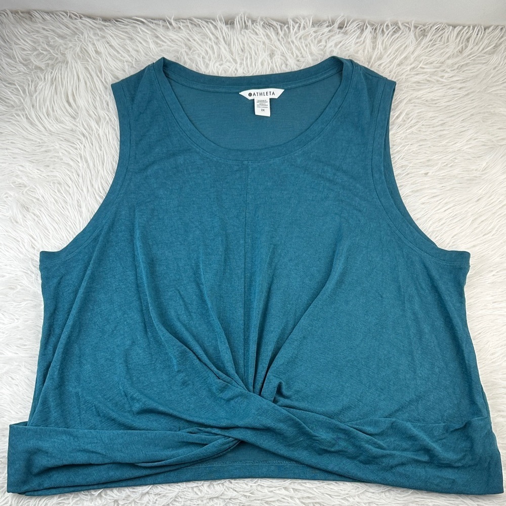 Athleta Blue Teal Breezy Twist Tank Top 2x